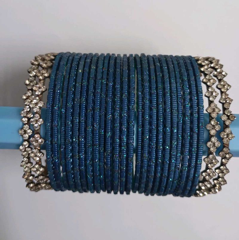 Blue Bangle combined with Rhinestone bangles