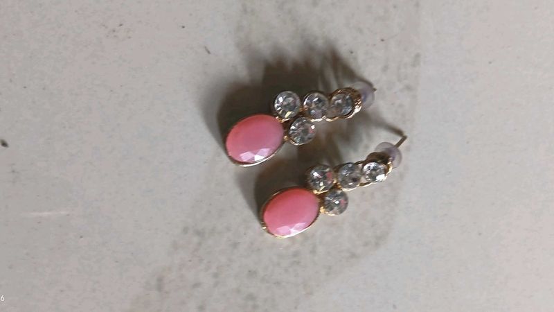 Elegant Pink &amp; Crystal Earrings