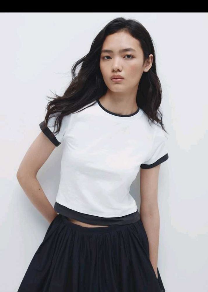 White Ringer Tee with Black Trim