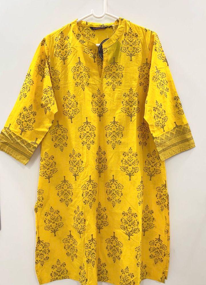 Yellow Printed Kurta