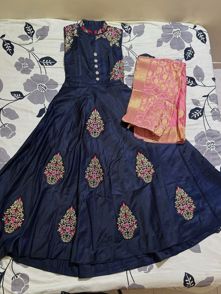 Designer Navy Blue Anarkali Gown