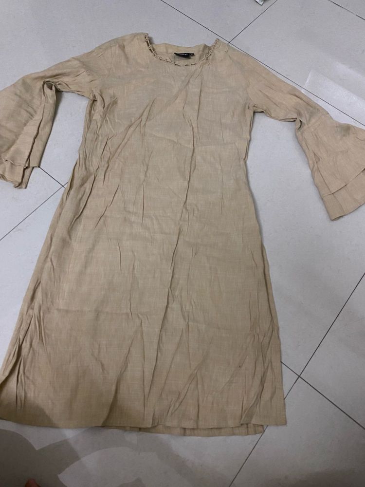 Beige Kurta with Bell Sleeves