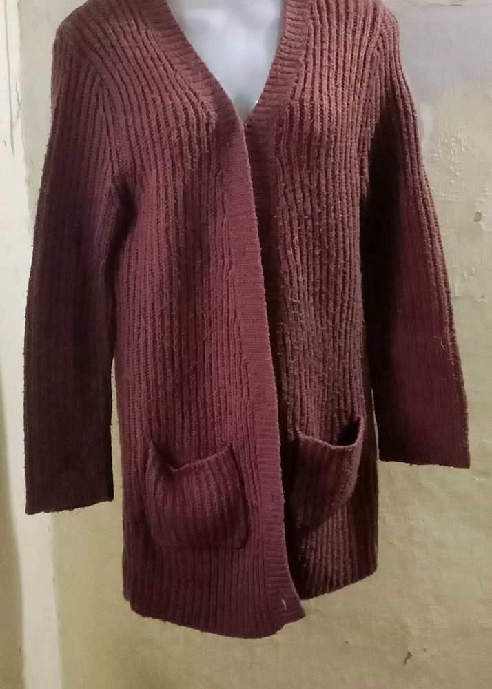 Burgundy Knit Cardigan