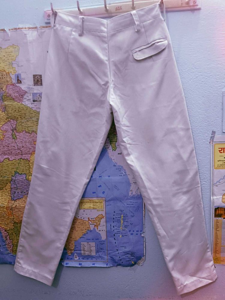 Beige Straight Leg Trousers