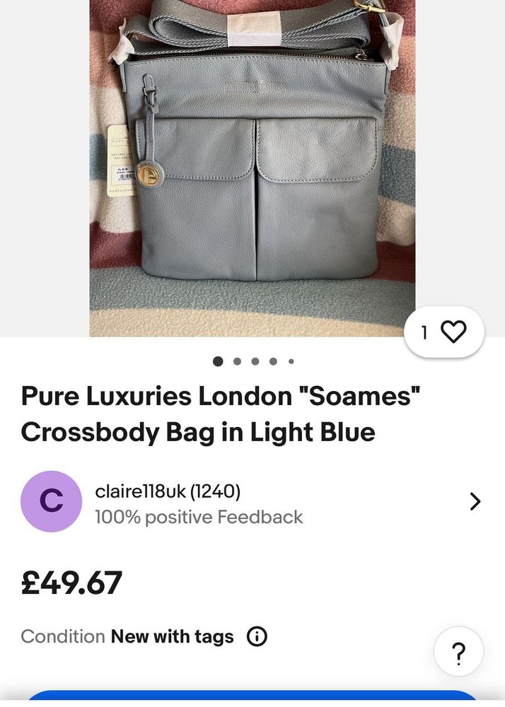 👜 Pure Luxuries London Crossbody Bag – Light Blue