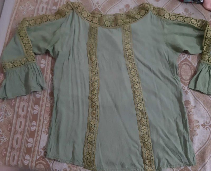 Embroidered Light Green top