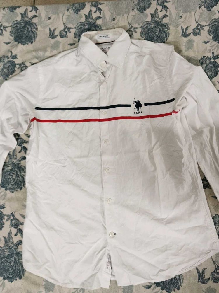 US Polo Assn. White Striped Shirt for men