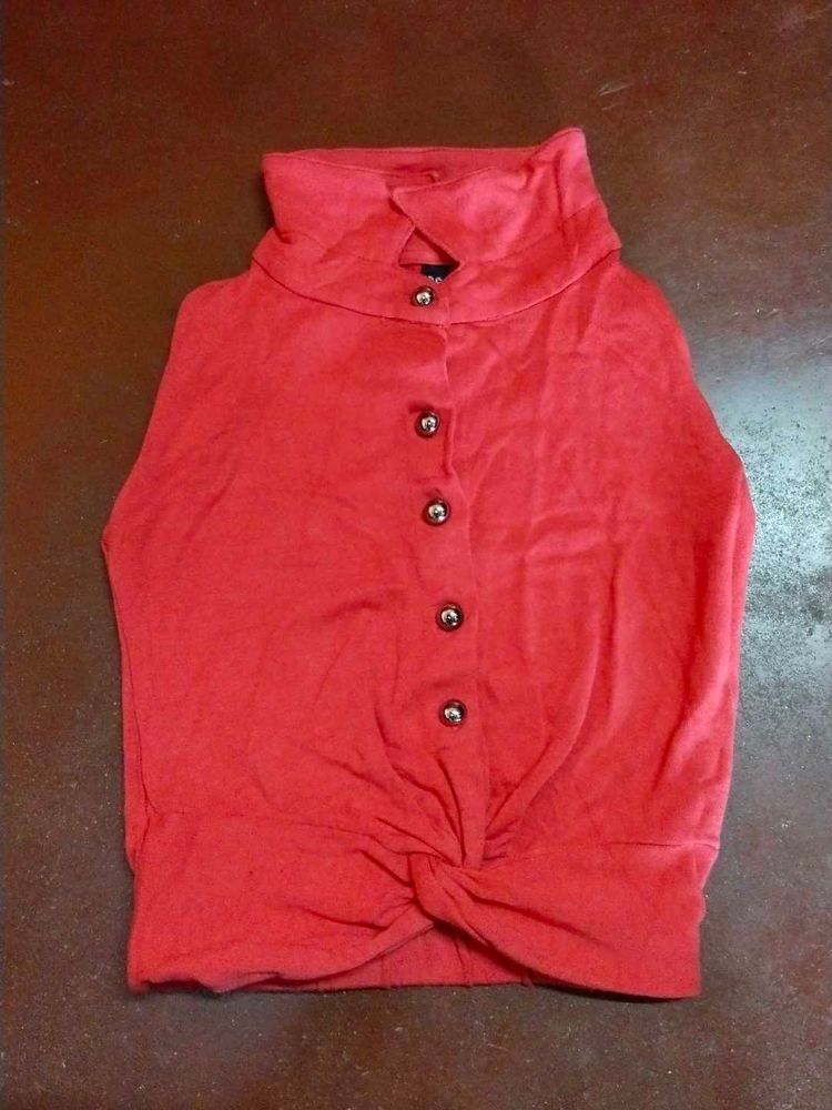 Red Button-Up Top