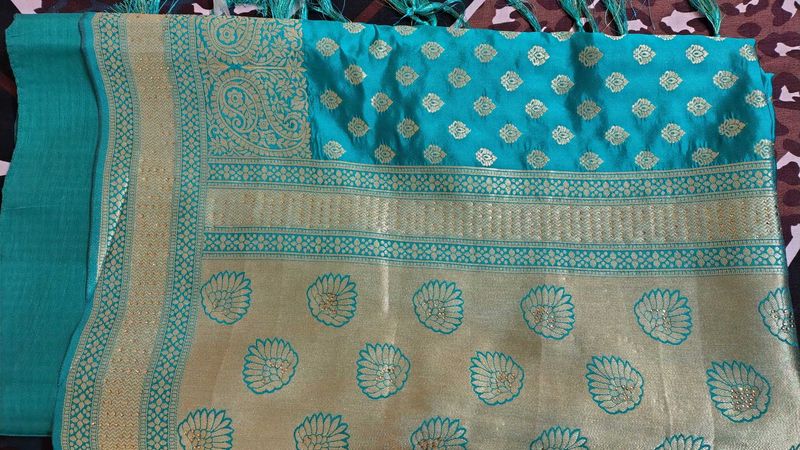 Elegant Teal Brocade Saree