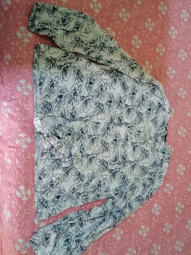 White And Printed Top.