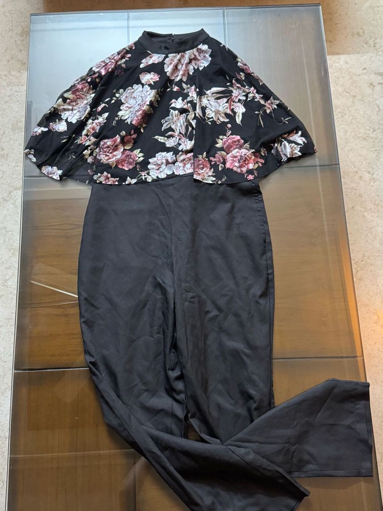 Floral Cape Jumpsuit