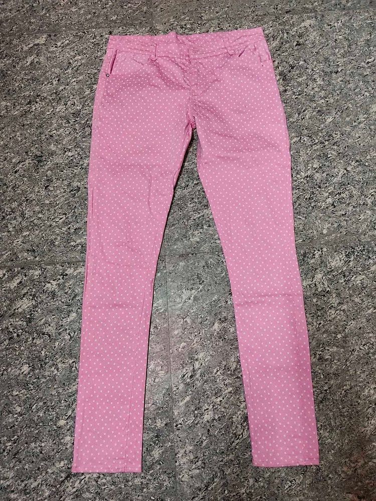 Pink Polka Dot Skinny Fit Pants