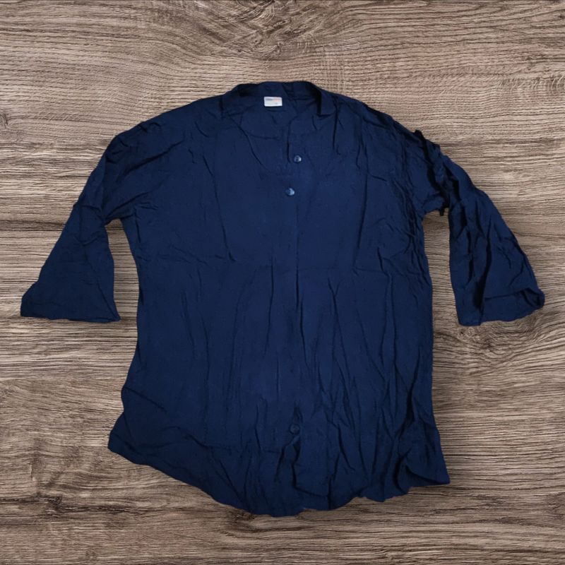 Navy Bell Sleeve Blouse
