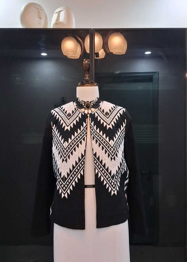 Black &amp; White Embellished Jacket