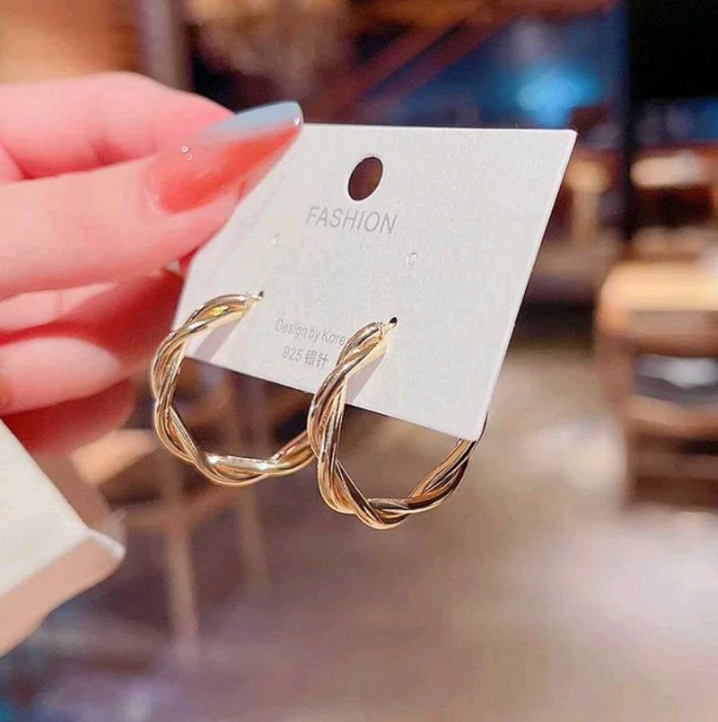Golden Twisted Hoop Earrings