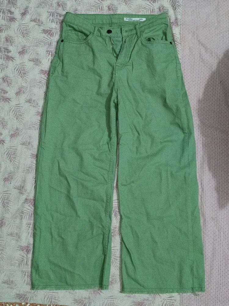 Green Wide Leg Jeans