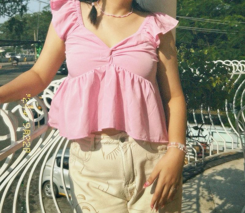Cute Pink Peplum Top