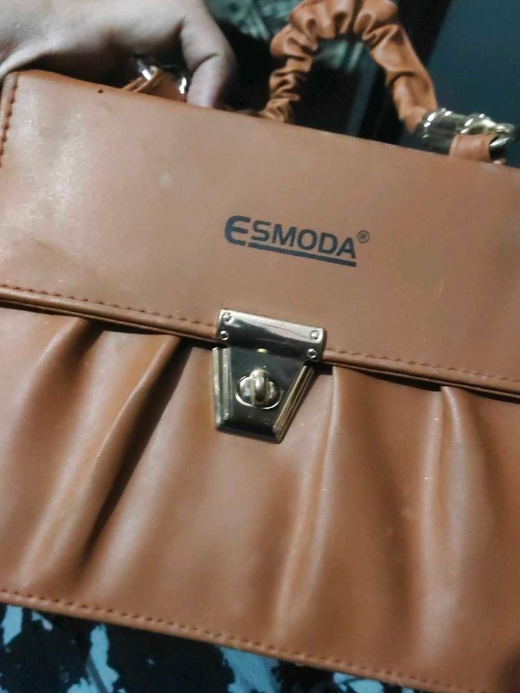 ESMODA Tan Faux Leather Clutch Bag