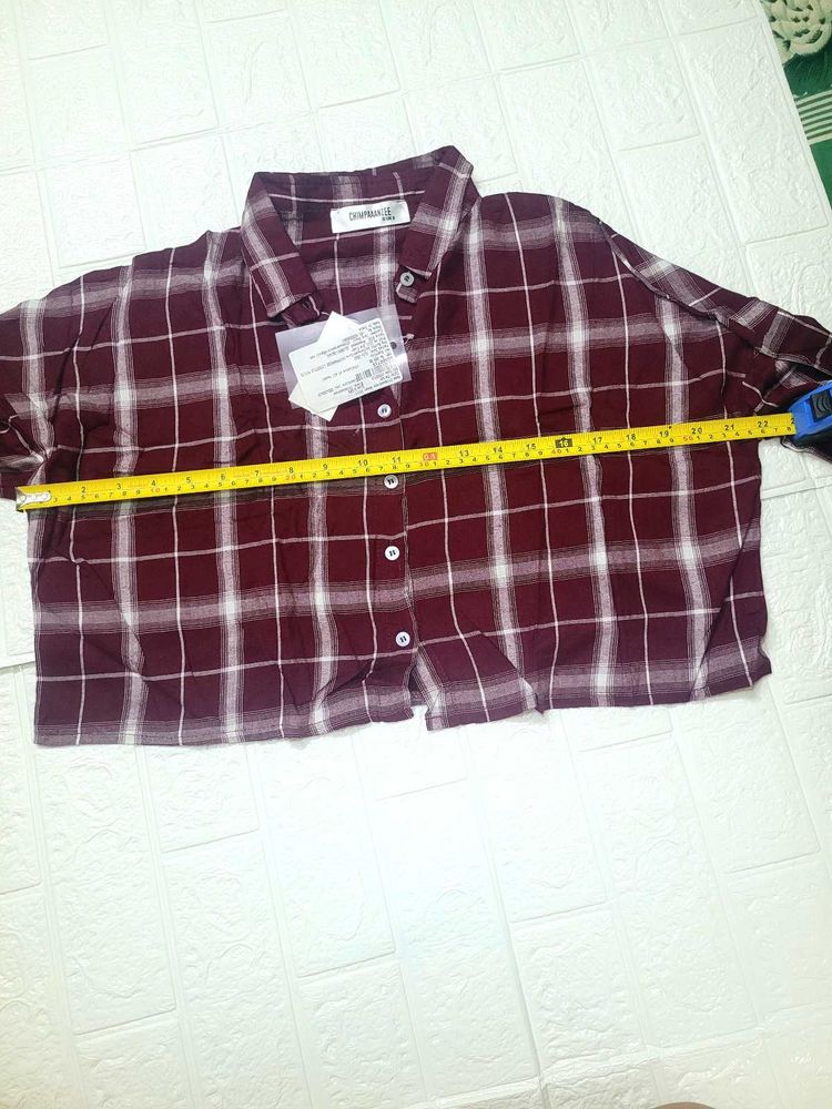 Maroon Plaid Button-Up Shirt