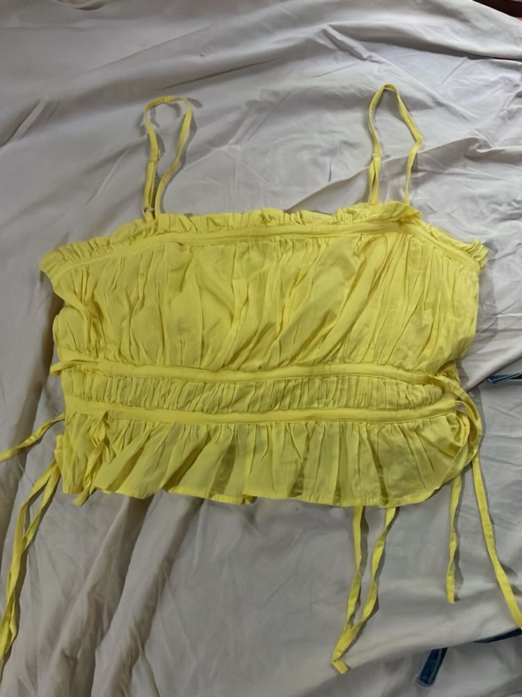 Ruffled Yellow Cami Top
