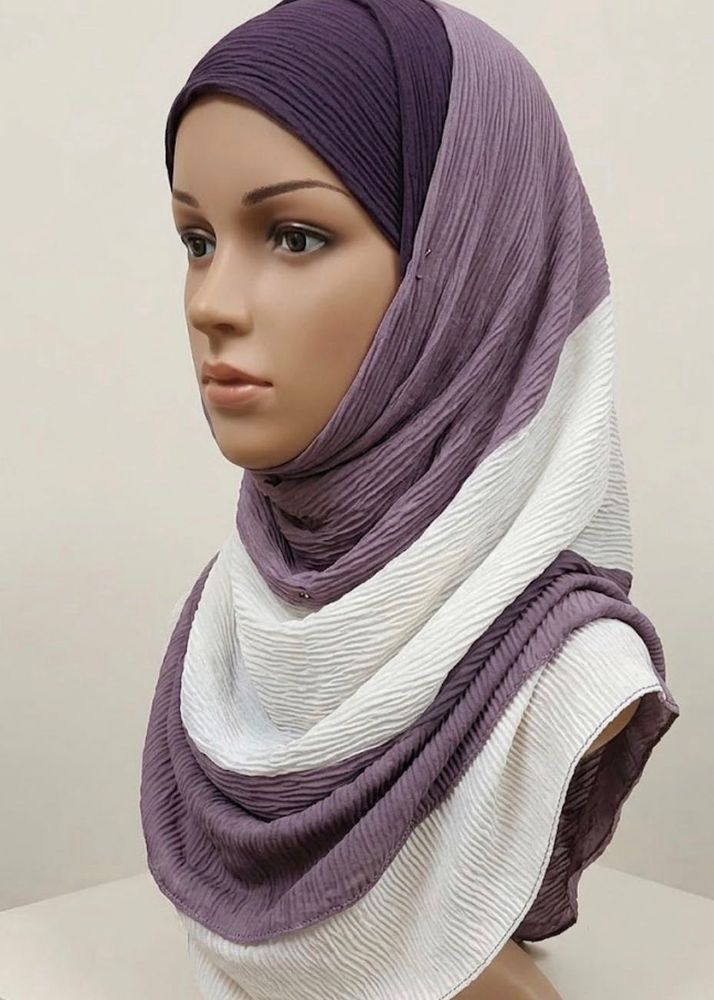 Crinkle Striped Hijab Scarf