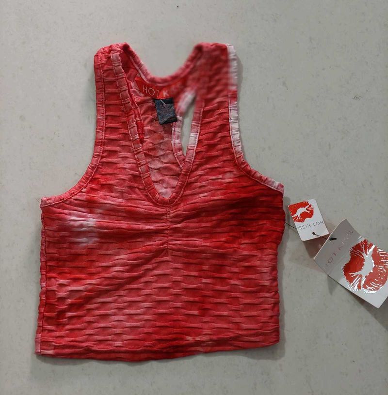 Hot Kiss Red Tank Top Size Small Tie