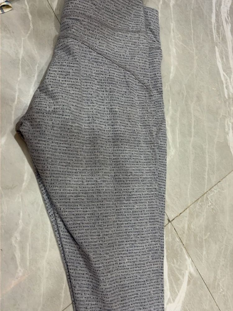 Gray Patterned Leggings gym wear