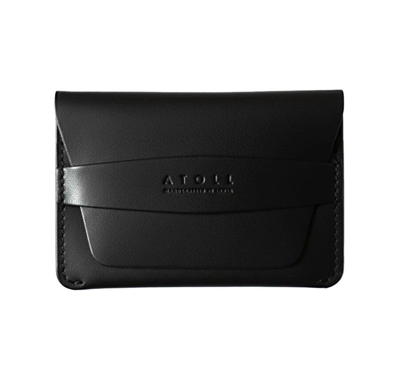 Atoll Greece  Black Genuine Leather Flap Wallar