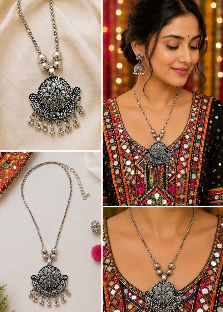 Oxidized Silver Afghani Neck piece