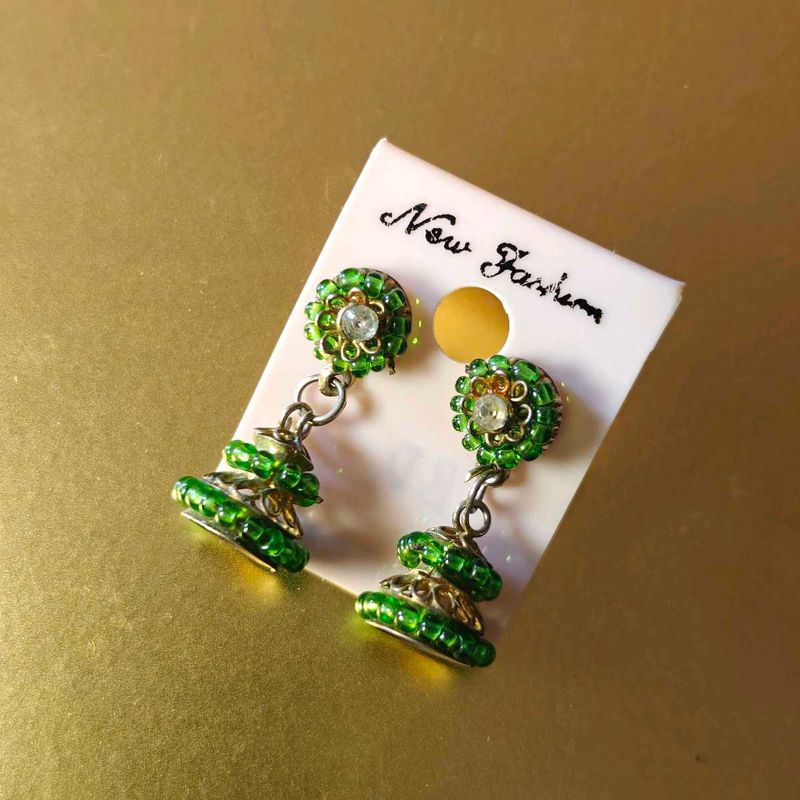 Small Green Jhumkas
