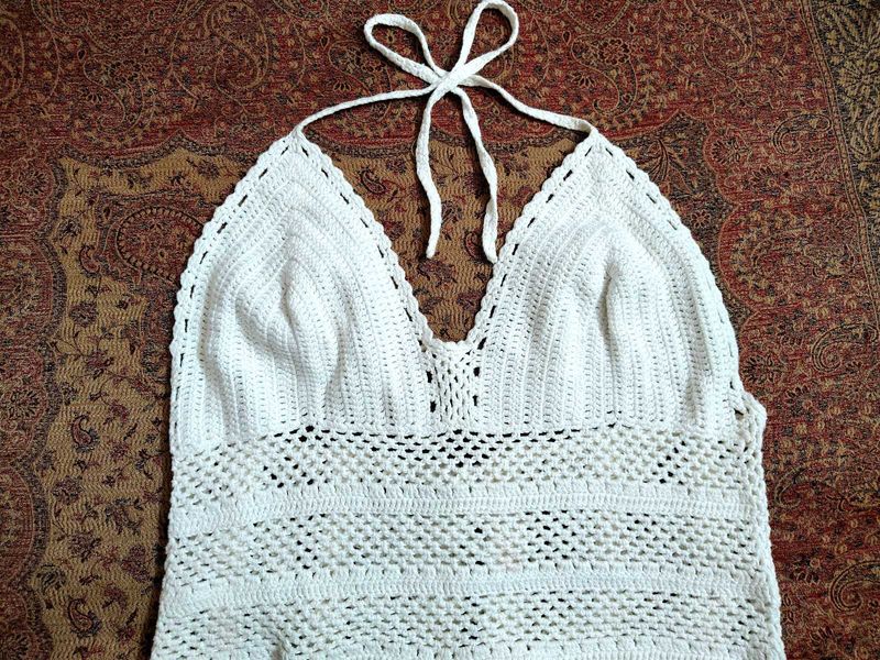 White Crochet Halter Top