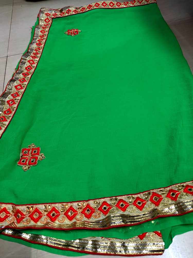 Green Embroidered Saree
