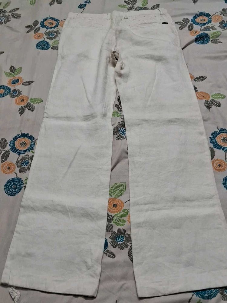 Cream Wide Leg Trousers