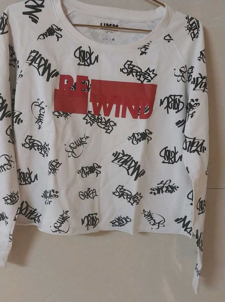 White "RE WIND" Graphic Sweatshirt
