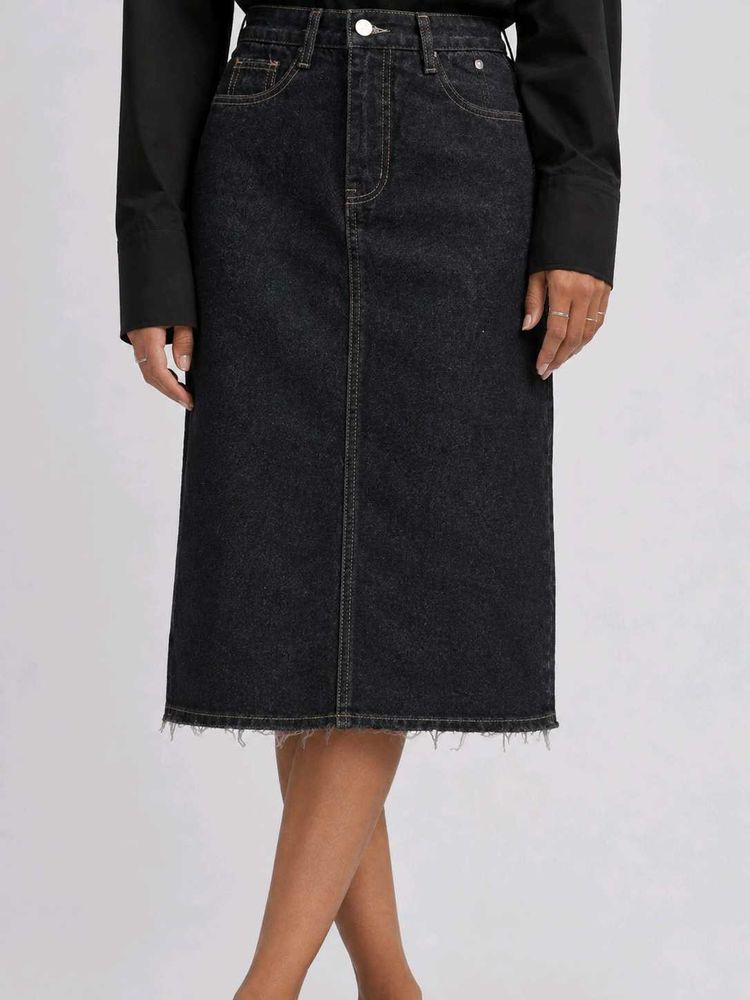 Classic Dark Wash Denim Skirt