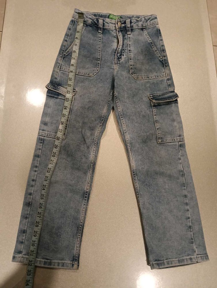 Light Wash Cargo Jeans