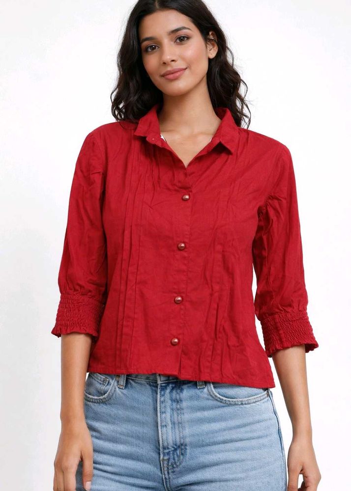 Maroon Button-Down Shirt