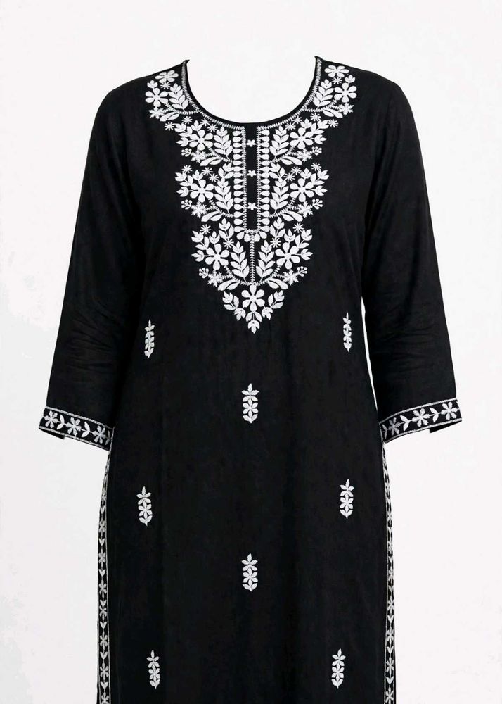 Embroidered Black Kurta