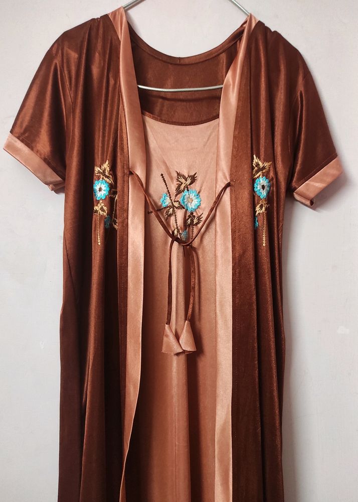 Embroidered Maxi Night Gown