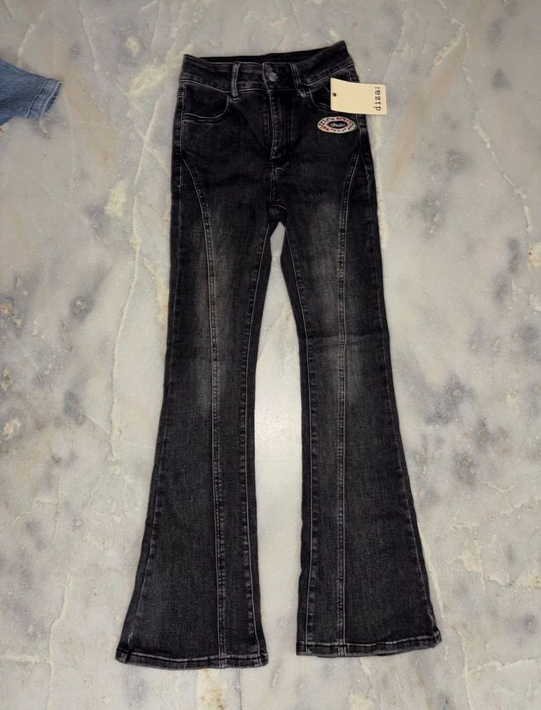 Flared Black Denim Jeans
