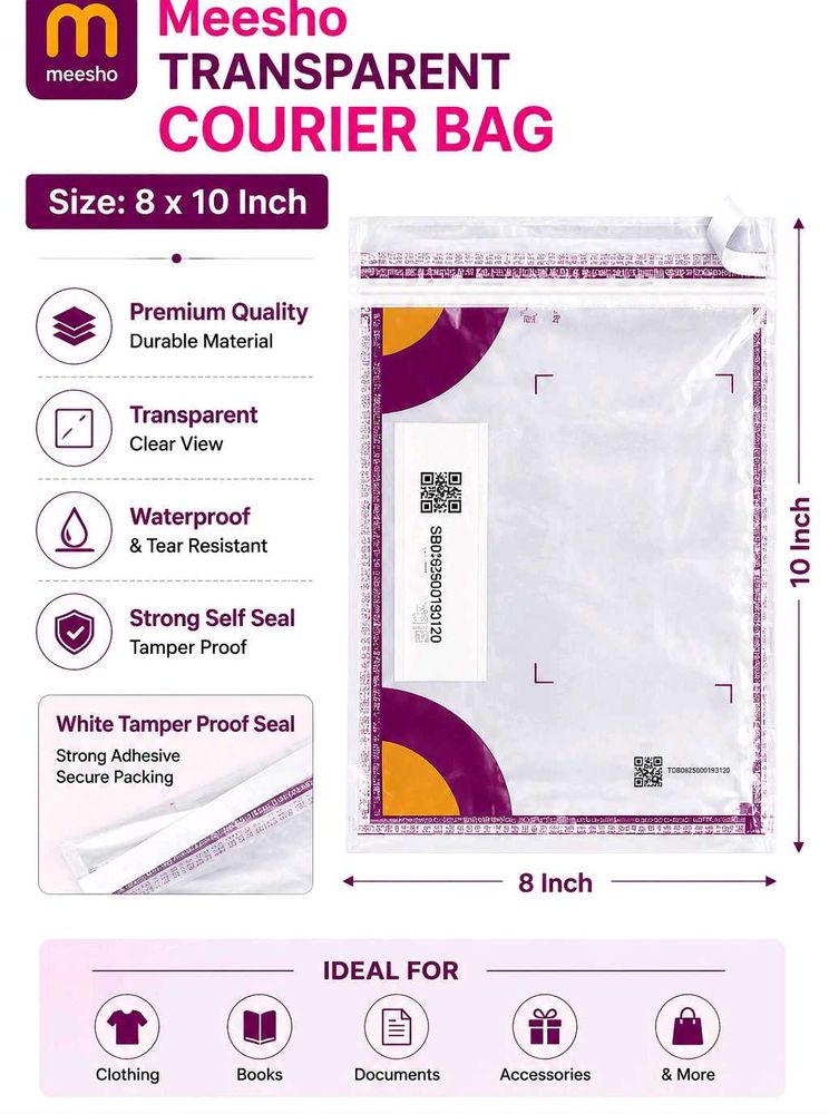 Meesho Courier Bags, Size 8"×10, (Pack Of 10)