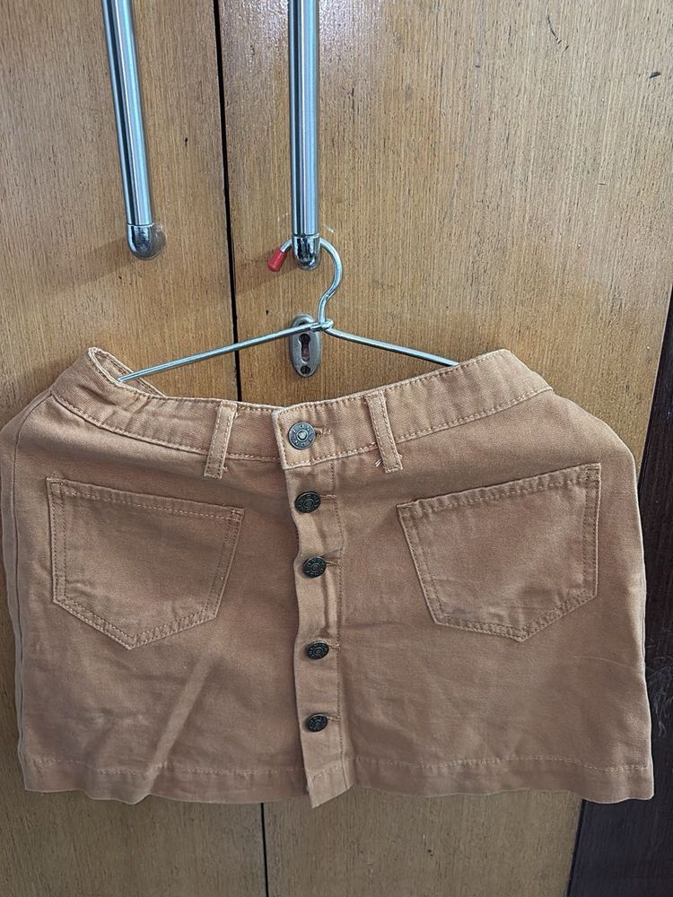 Button-Up A-Line Mini Skirt