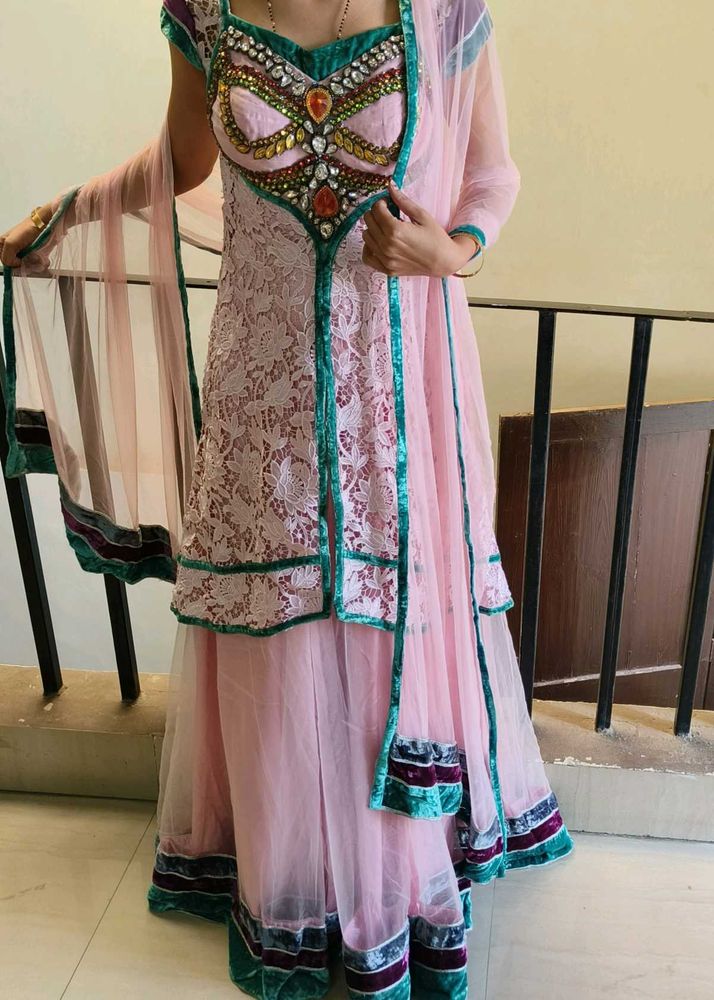 Pink Embellished Kurta Set