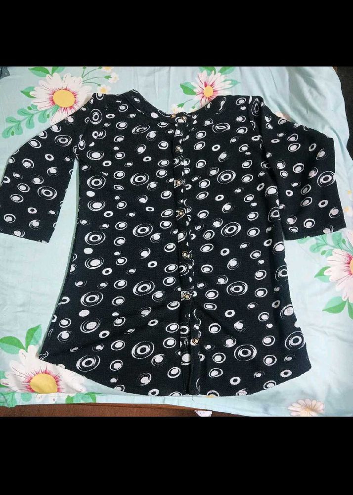 Stylish Black Kurta with White Circles