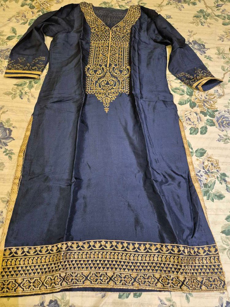 Pure crepe kurta, sharara, dupatta set