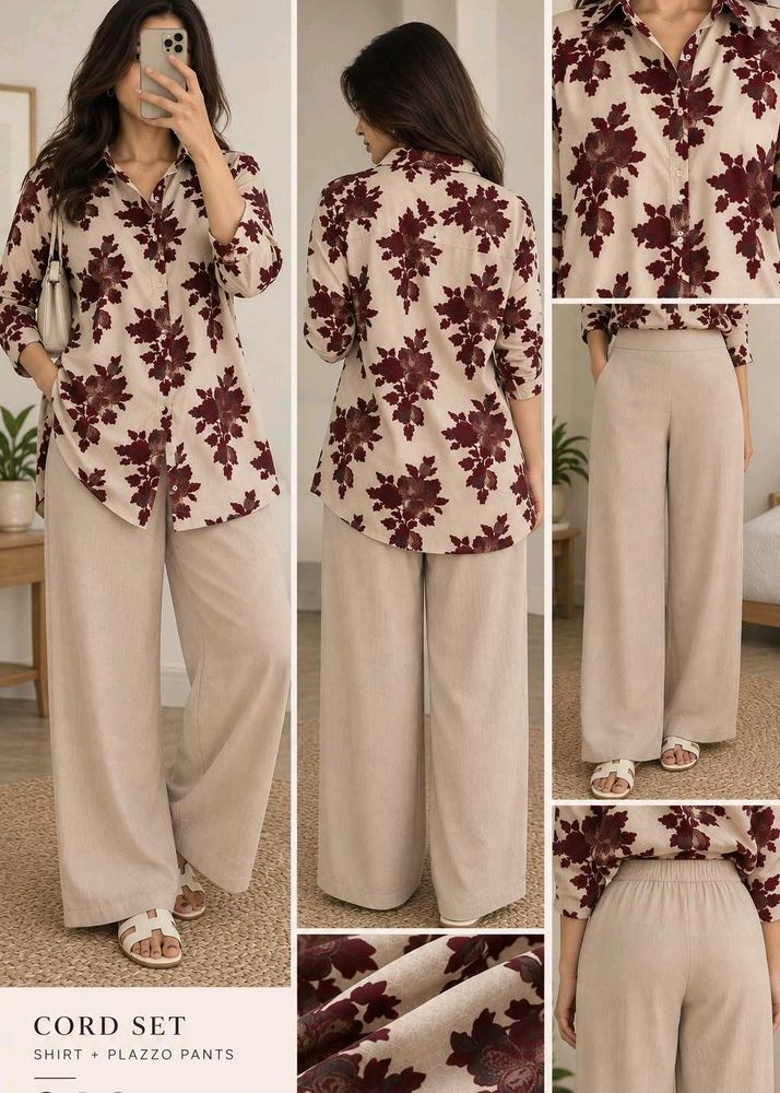Floral Printed Shirt &amp; Palazzo Co-ord Set