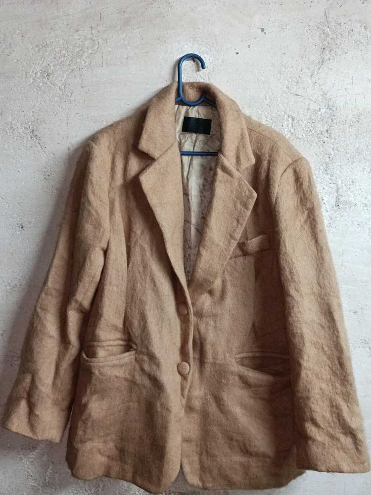 Classic Beige Blazer Winter Jacket