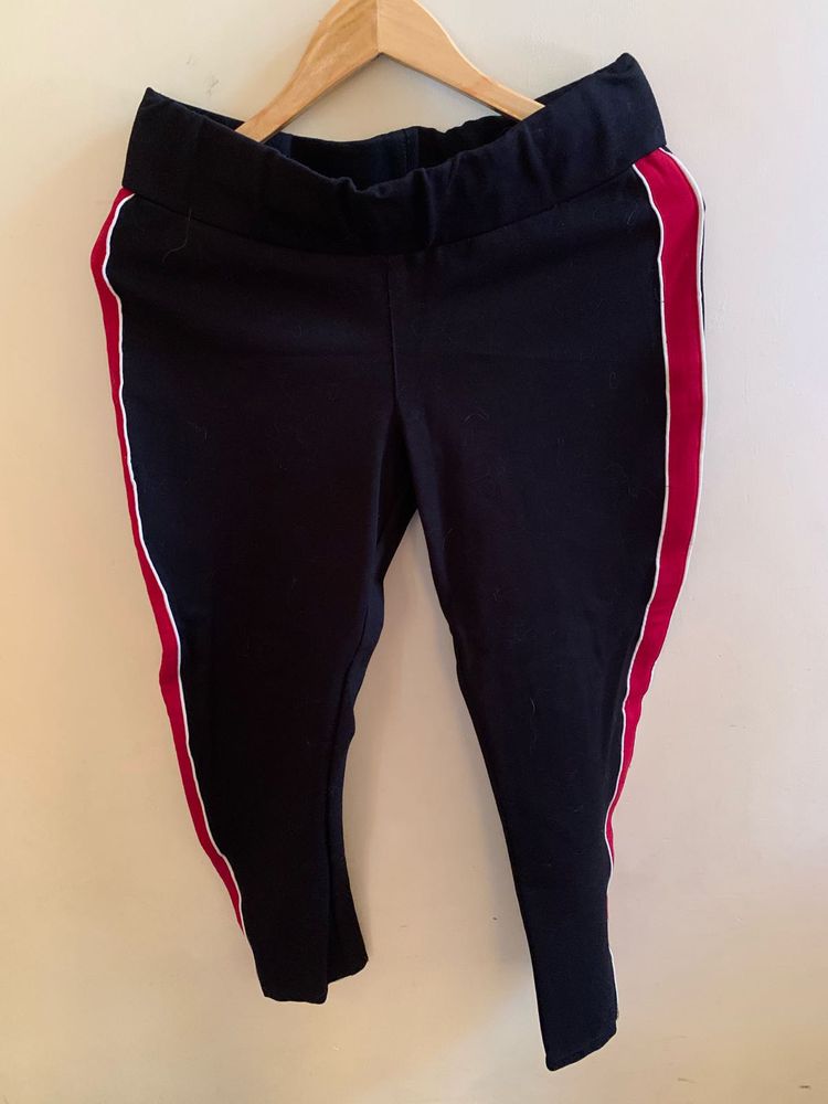 Comfy Navy Track Pants with Red Stripe