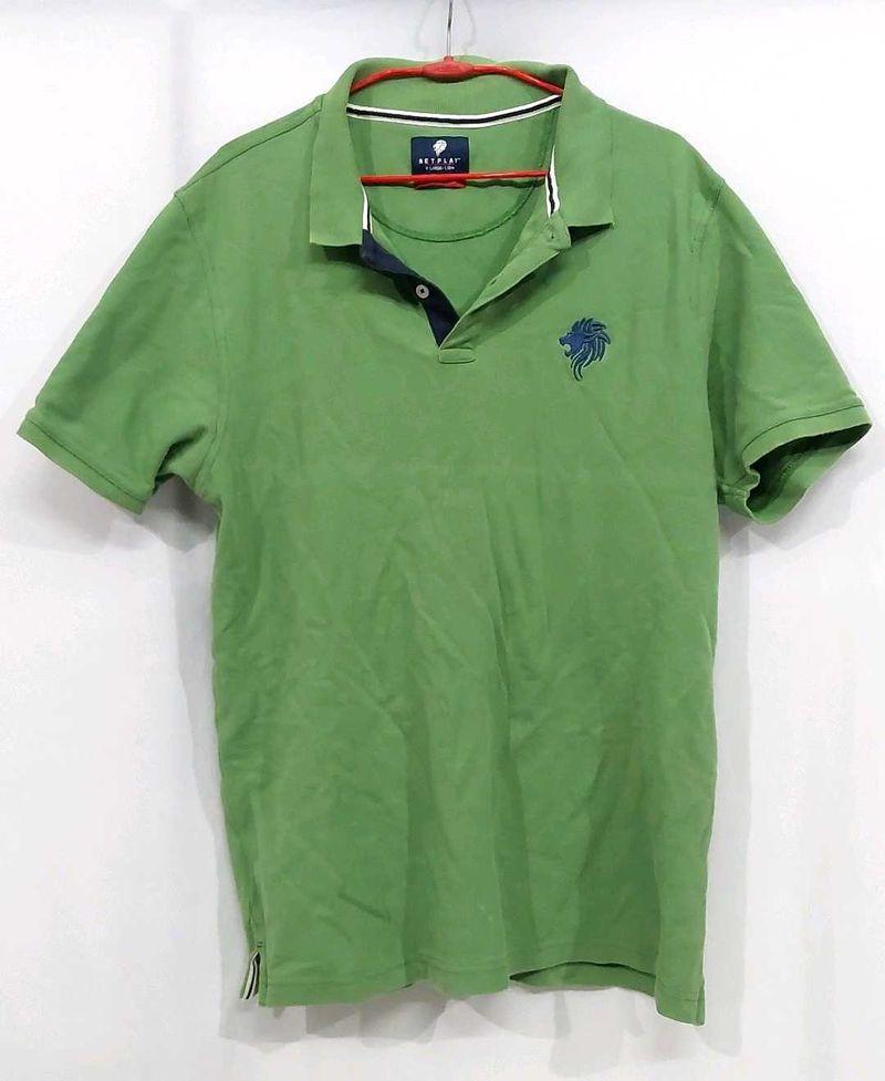 Green Polo Shirt with Lion Emblem