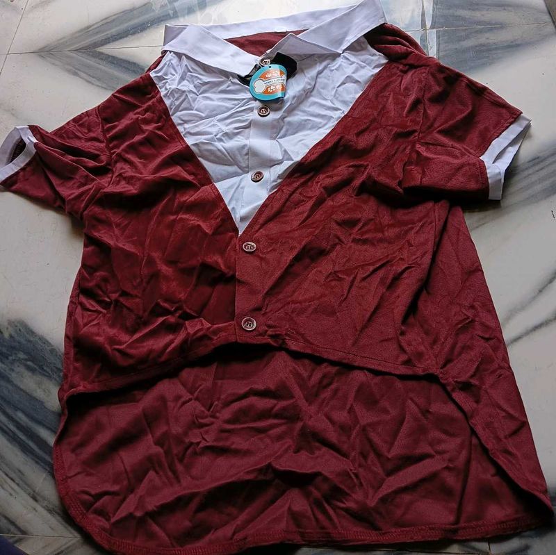 red &amp; white Dog dress XXL size new pc